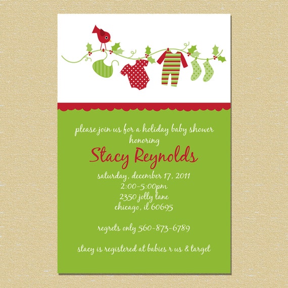 Christmas Holiday Baby Shower Invitation (Neutral - Boy or Girl) Il_570xn