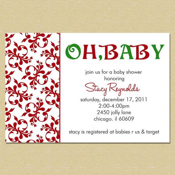 Oh, Baby...Christmas Baby Shower Invitation (Neutral - Boy or Girl) Il_570xn