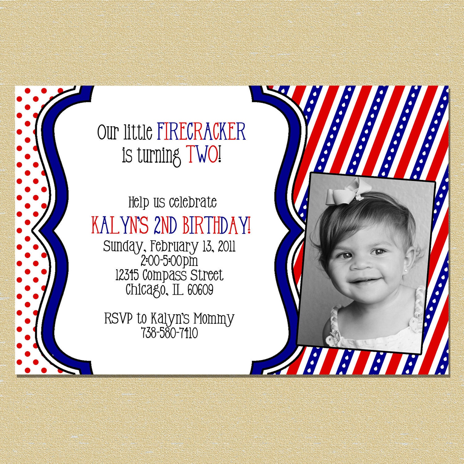 Red, White & Blue Firecracker Birthday Invitation Il_570xn