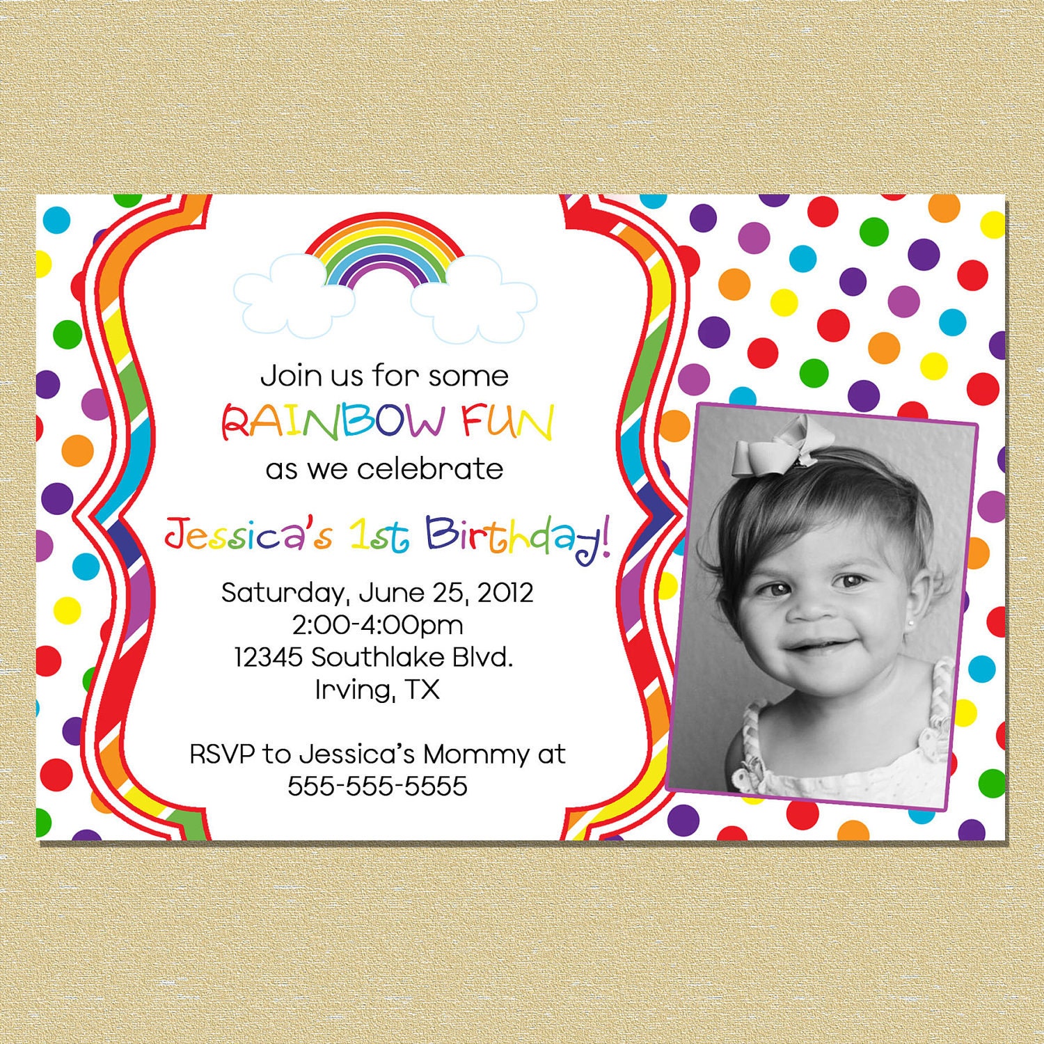 Rainbow Birthday Invitation - (Any Age) Il_570xn