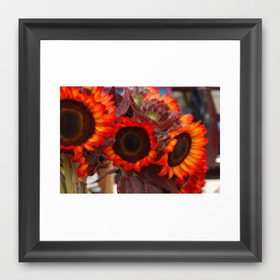 Sunflowers Photography Burnt Orange Red Yellow Sunflower Art Whimsical Cheerful Home Decor Floral Print 8x12