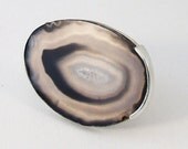 Silver Ring with Agate- slice,  size 9  (18,9 mm)