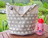 Extra-Large Diaper or Nappy Bag / Daycare Bag - Gray Elephants (Made to Order)