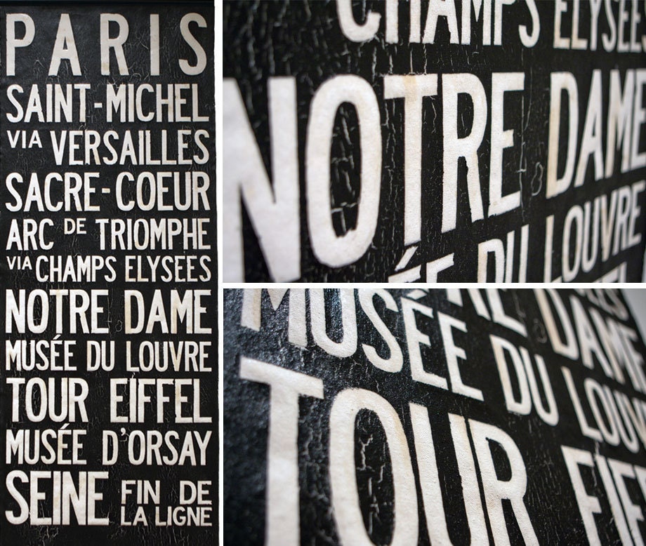 PARIS "Vive La France" Bus Scroll - Custom hand painted and distressed on high quality artist canvas, ready to hang 22" x 59"