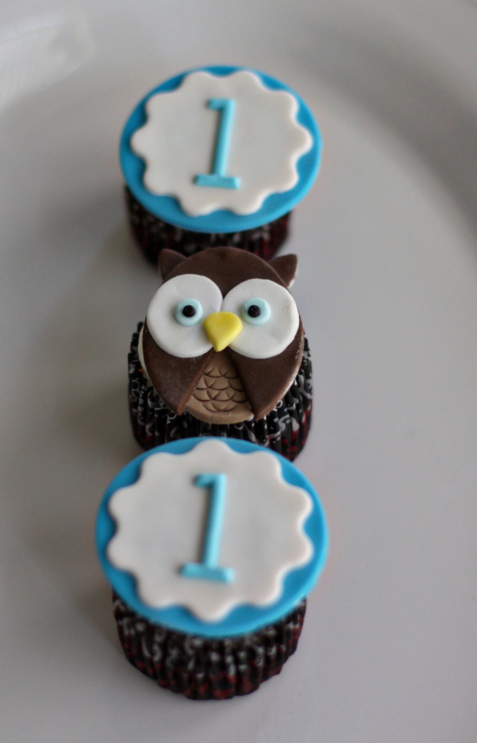 Fondant Owl and Age or Monogram Toppers for Cupcakes, Cookies or other Treats