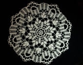 Crochet Doily Ecru Beige Floral Cotton Lace 22 Inches