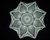 Crochet Doily Mint Green Pineapple Cotton Lace 15 Inches