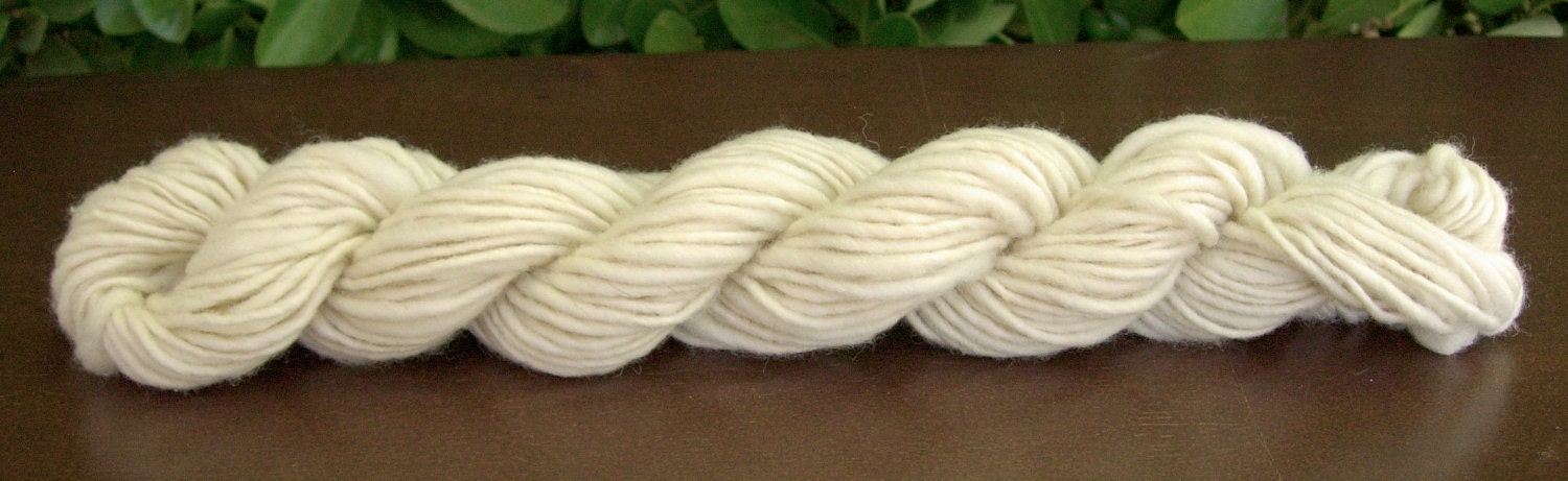 Handspun Yarn - Certified organic Merino wool, undyed, thick and thin, single ply, bulky weight