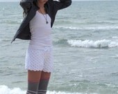White Knit Lace Shorts, Hand Crocheted Shorts, Womens Crochet Clothing