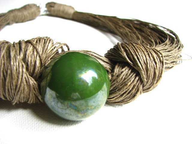 Great Olive - linen necklace