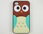 Brown/blue Owl iPhone 5 Case, iPhone 4 case, iPhone 4s Cover , Hard Plastic iphone 5 Cover, cases