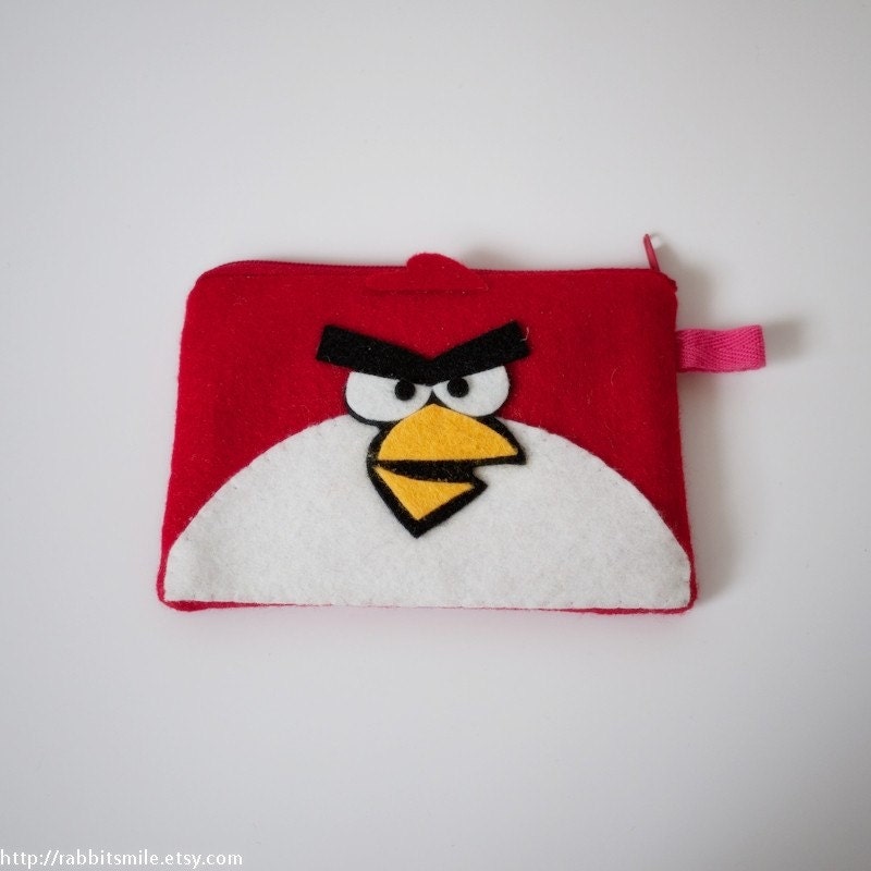 Angry Birds Felt Iphone, Ipod Case, Purse - Red