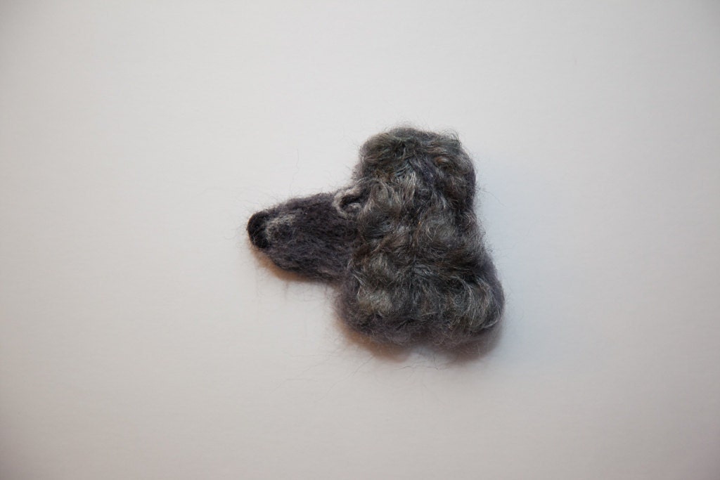 Grey, Needle Felted, Poodle Pin