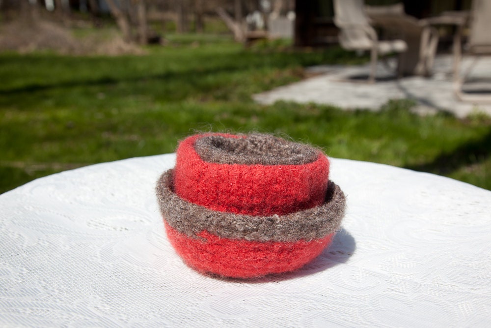 Earth -tones, Felted Nesting Bowls