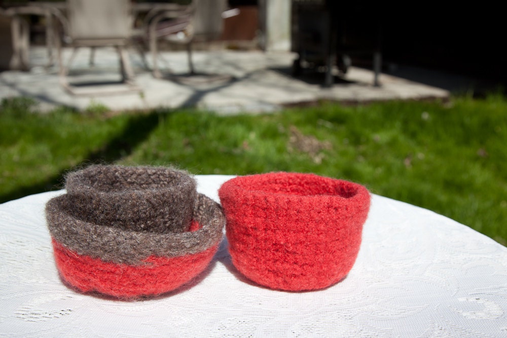 Earth -tones, Felted Nesting Bowls