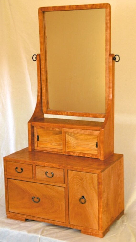 Japanese Tansu Kyodai Makeup Vanity by LittleBearWoodworks