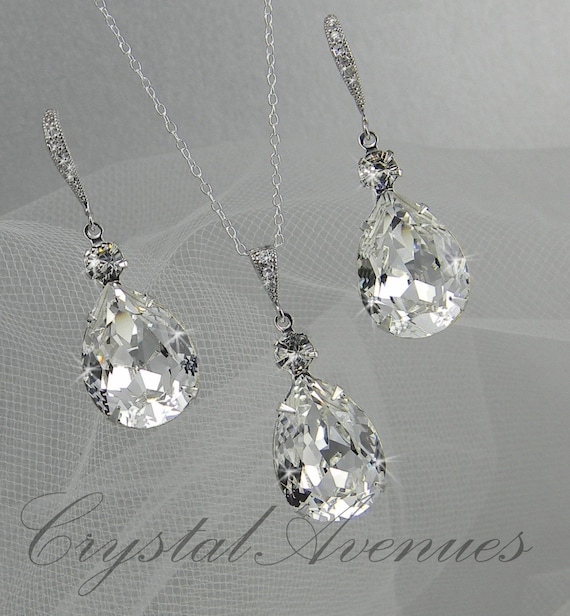 Bridal Jewelry Set, Crystal Pendant Earrings Necklace Jewelry Set , Wedding Jewelry, Bridesmaids Jewelry Set, Crystal Drop Set