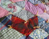 Primitive Scrappy Tumbling Blocks Vintage Quilt - Its a Pretty one