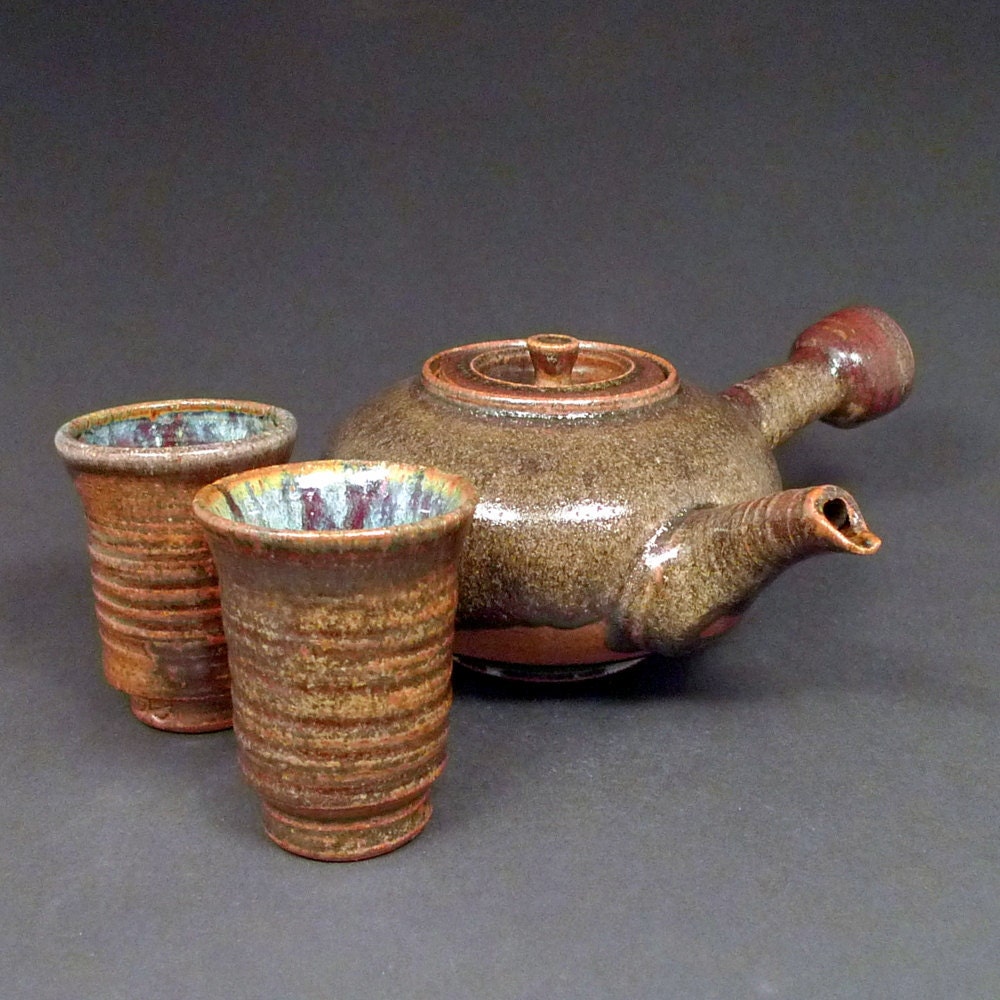 Teapot and Teacup Set in Deep Maroon
