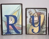 Personalized Blocks made with any name you choose - Addy and Ryan - Where the wild things are - made using Real book pages