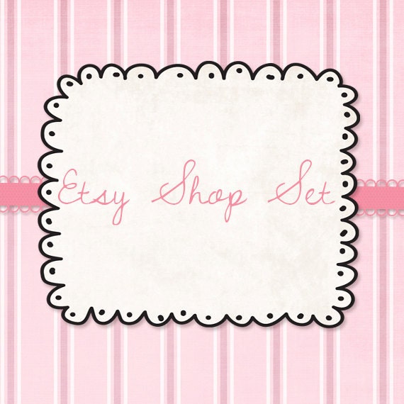 Professional Premade Etsy Shop Set - The Striped Room (Banner, avatar, placeholders)