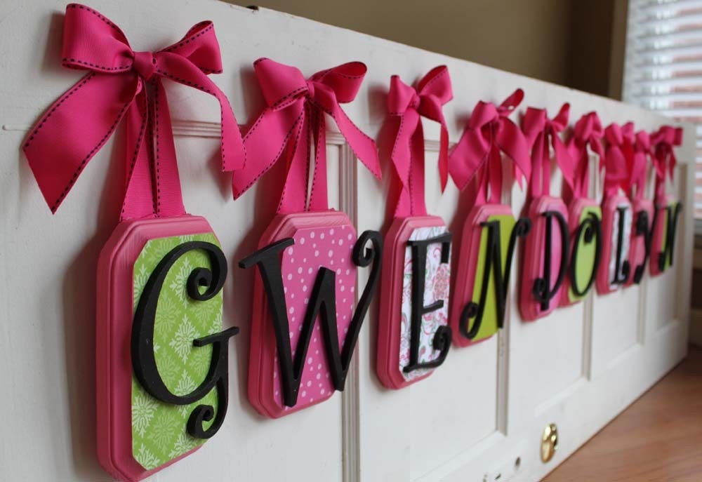 9 Wooden Letters Name Set Custom Colors Made to Order - Set of Nine 7" INCH - Nursery, Child's Room, Home Decor, Showers, Gifts