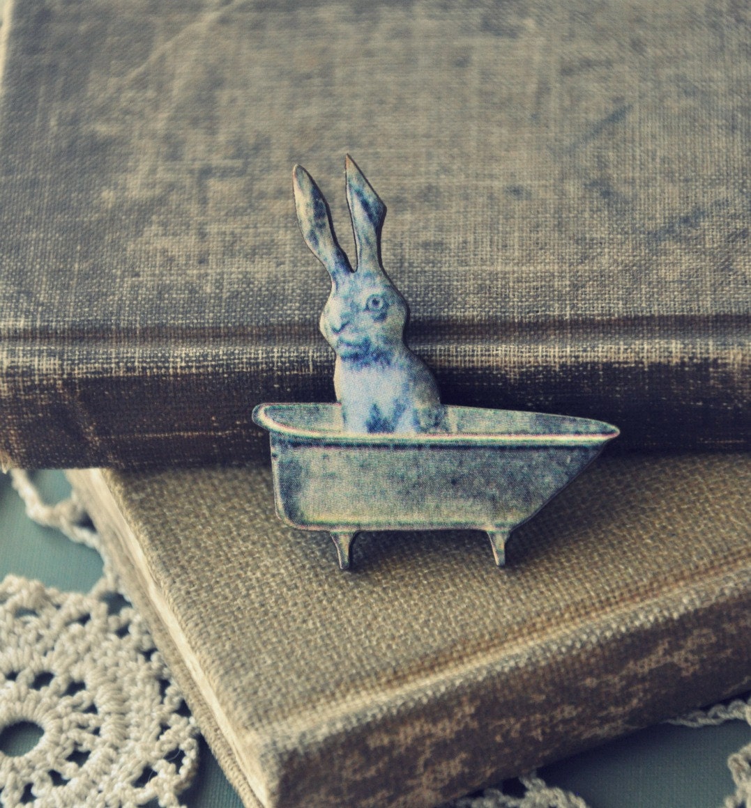 bunny in the bathtub brooch.