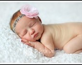 Baby Girl Headband..Newborn Headband..Pink Flower Headband..Baby headbands..Pink Flower Damask Headband..Photography Prop.Newborn Baby