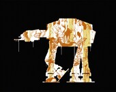 11'' x 14'' Screen Printed Poster - Retro Style Battle Walker With 1940's Pin-Up Women