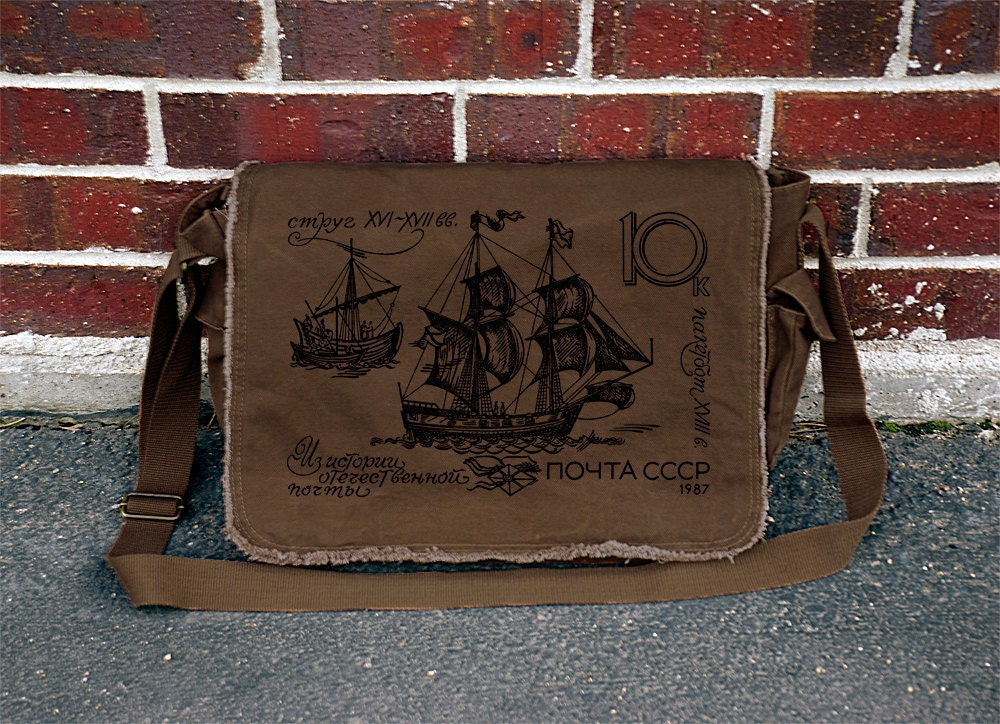 Old Time Postal Naves Stamp - Over The Shoulder Canvas Messenger Bag