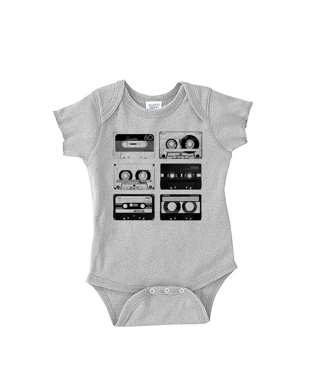 Retro Cassette Tapes - Heather Grey Baby Onesie
