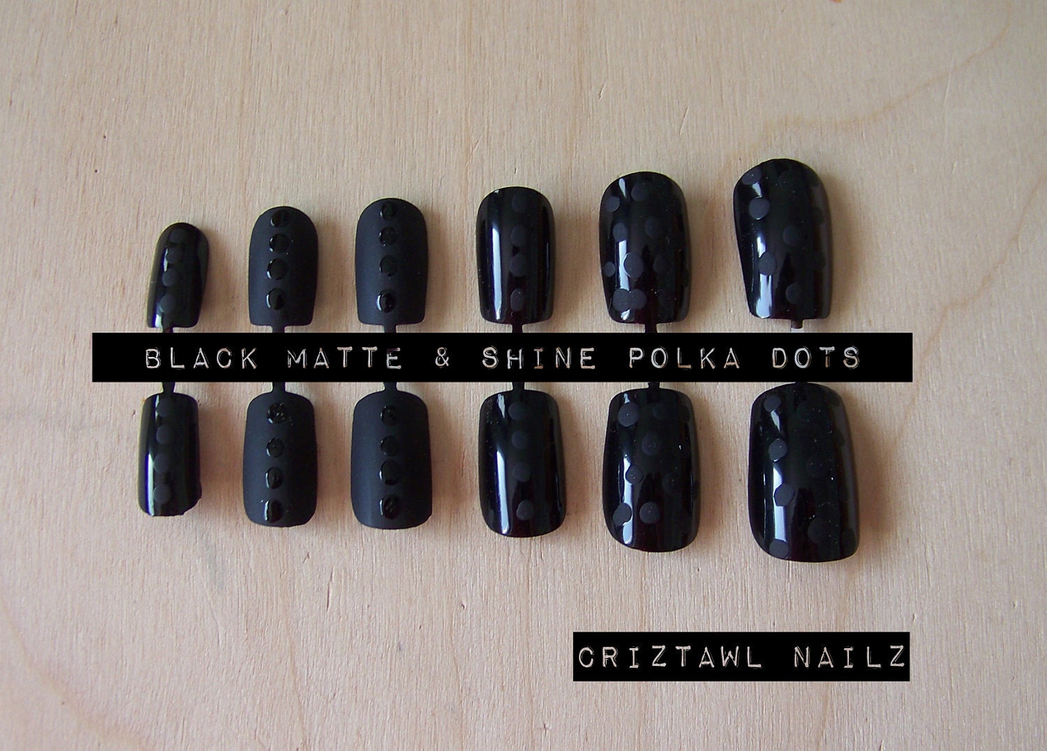 Black Matte & Shine Polka Dot Nail Art Set