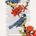 Bloom Birds - Print on Alice in Wonderland Book-  6x9