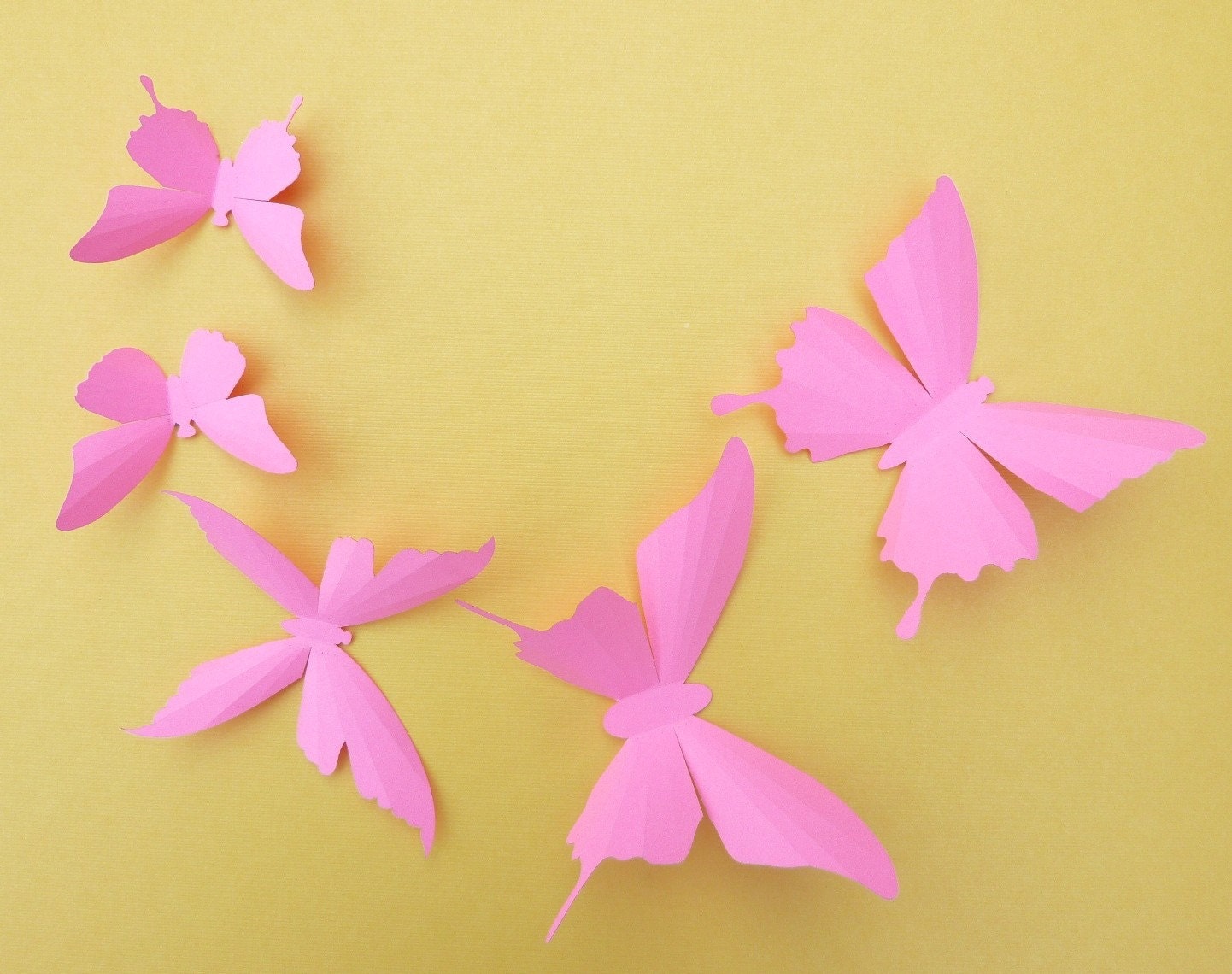 3D Wall Butterflies - 40 Pink Butterfly Silhouettes, Home Decor, Nursery, Wedding