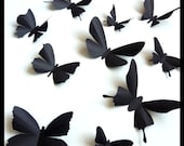 3D Wall Butterflies - 15 Assorted Black Butterfly Silhouettes, Home Decor, Nursery