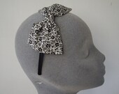 White-Black Headband- Ditsy Floral Bow