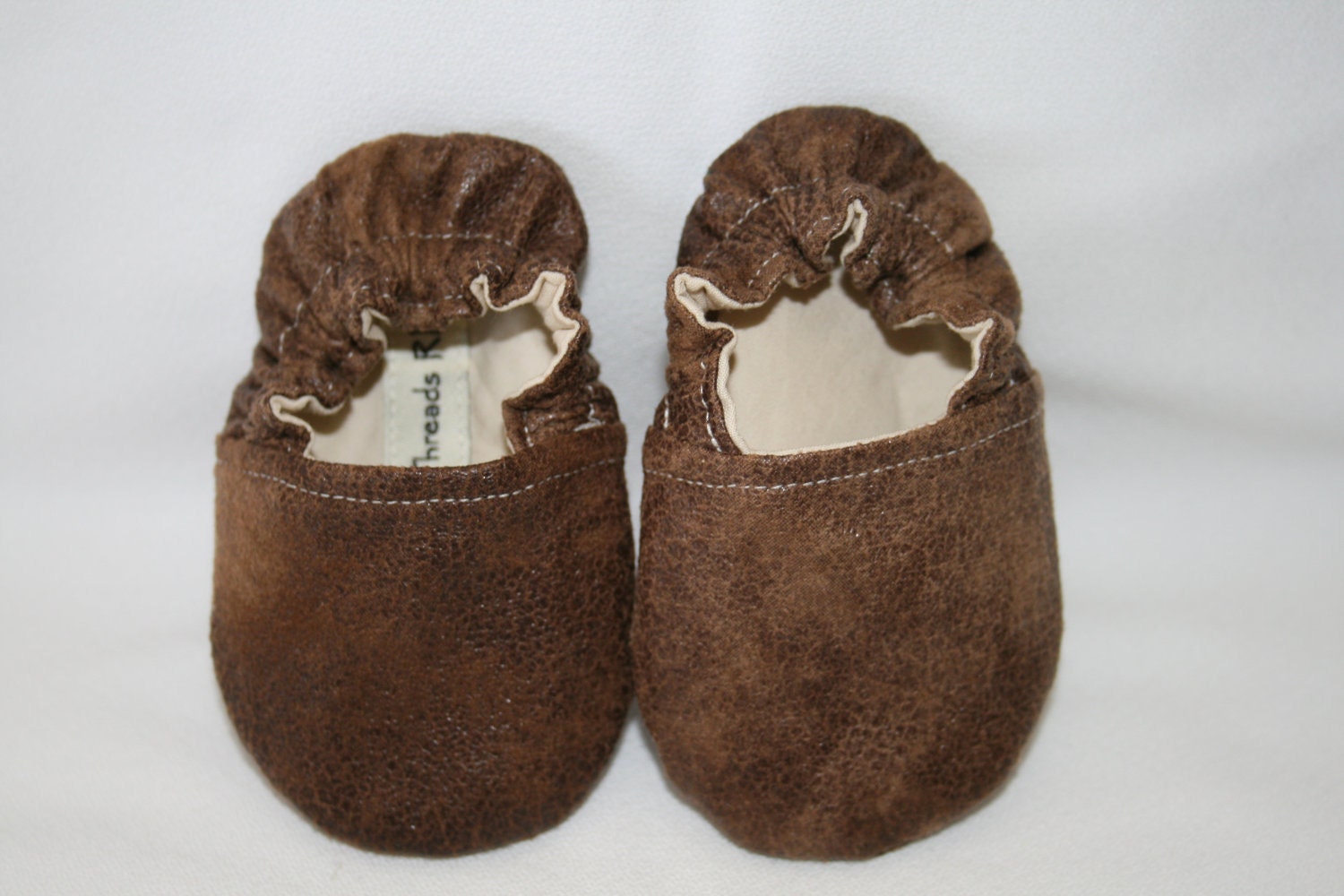 Reversible Crib Shoes, Brown Faux Suede/Tan, size 6-9 months