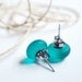 Earring studs trio Turquoise Black Teal glass
