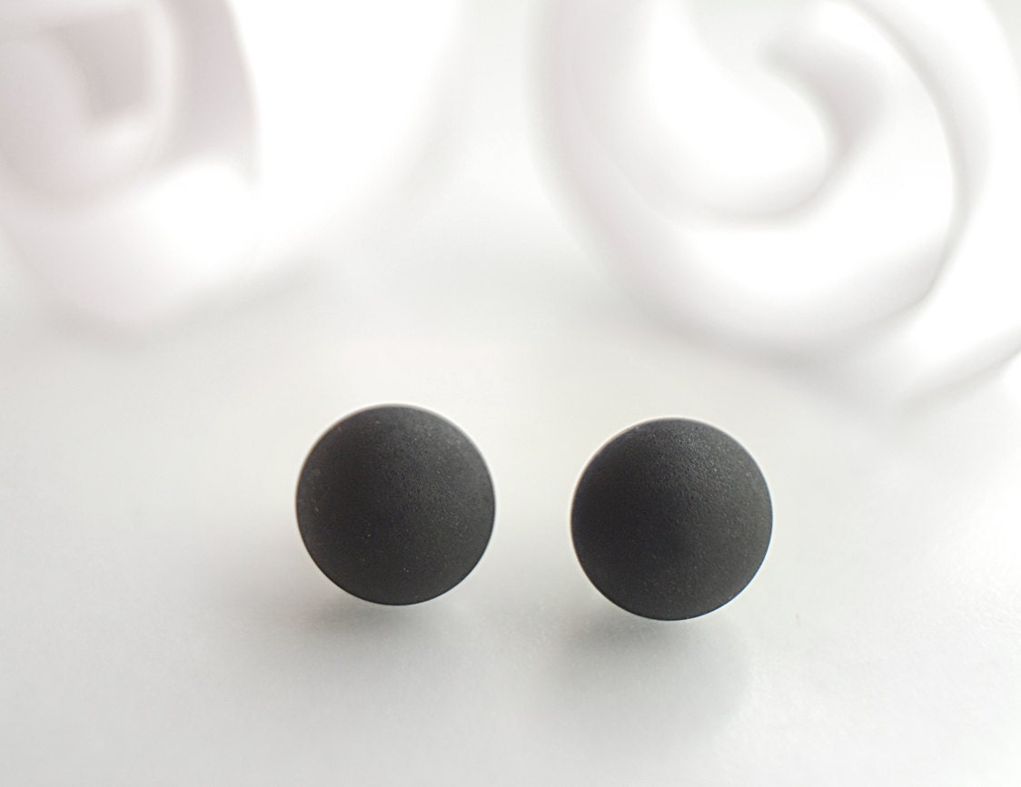 Earring studs trio Turquoise Black Teal glass