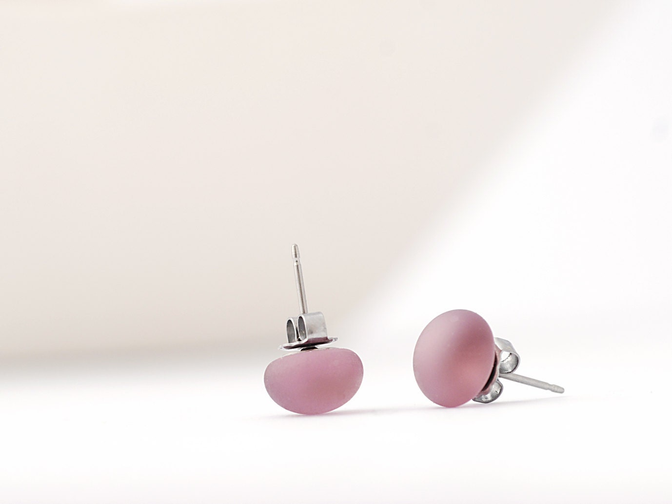Earrings Studs Dusty Rose Matte Glass
