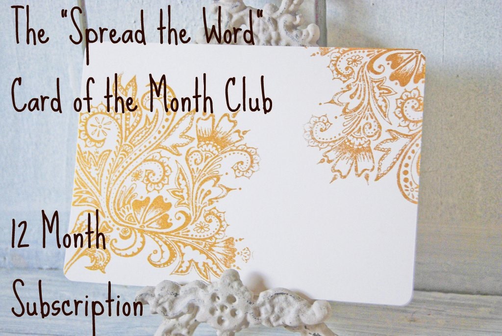 The Spread the Word Card of the Month Club - 12 Month Gift Subscription, Mother's Day, Birthday