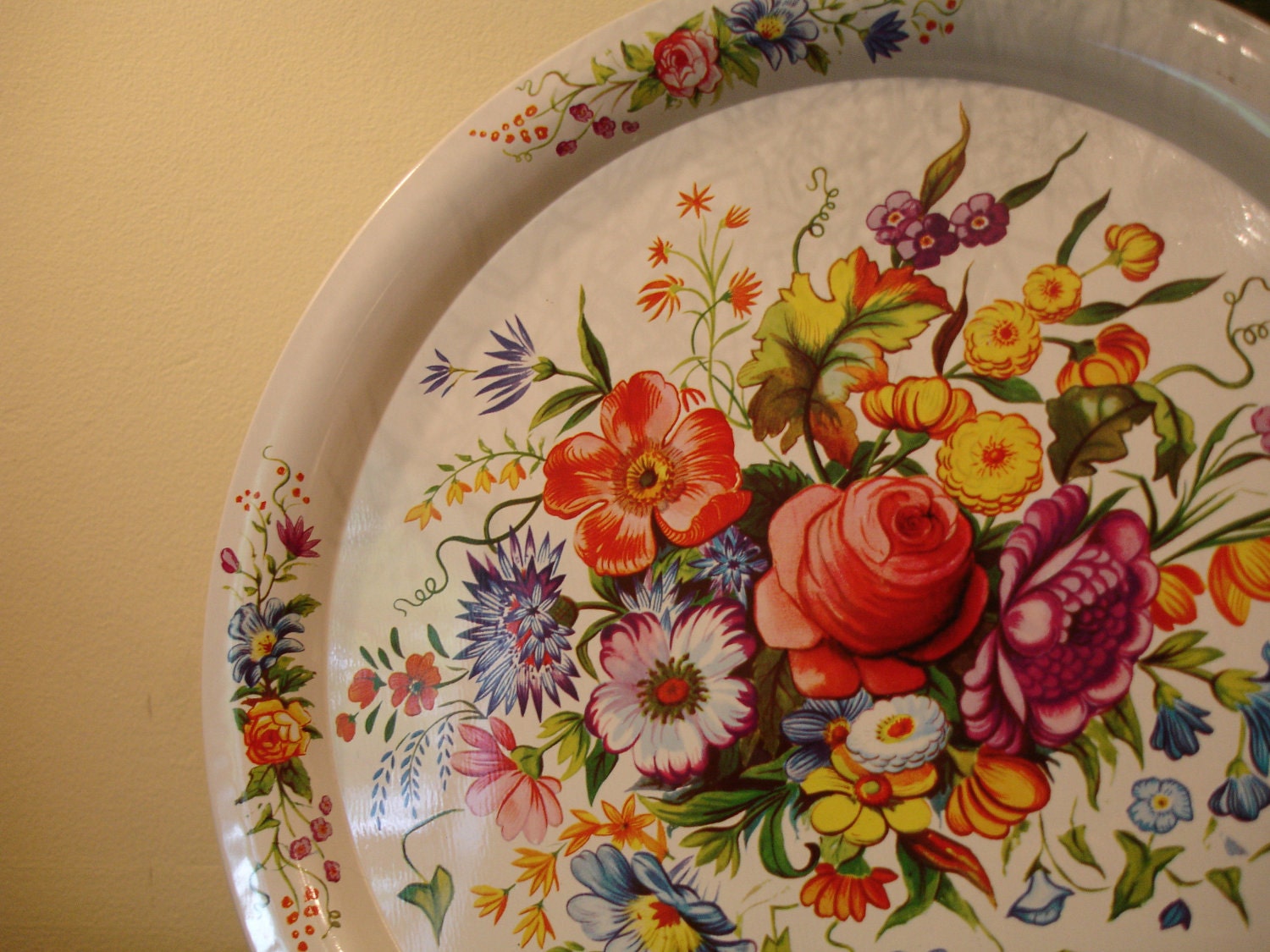 RESERVED Vintage Floral Design Aluminum Plate