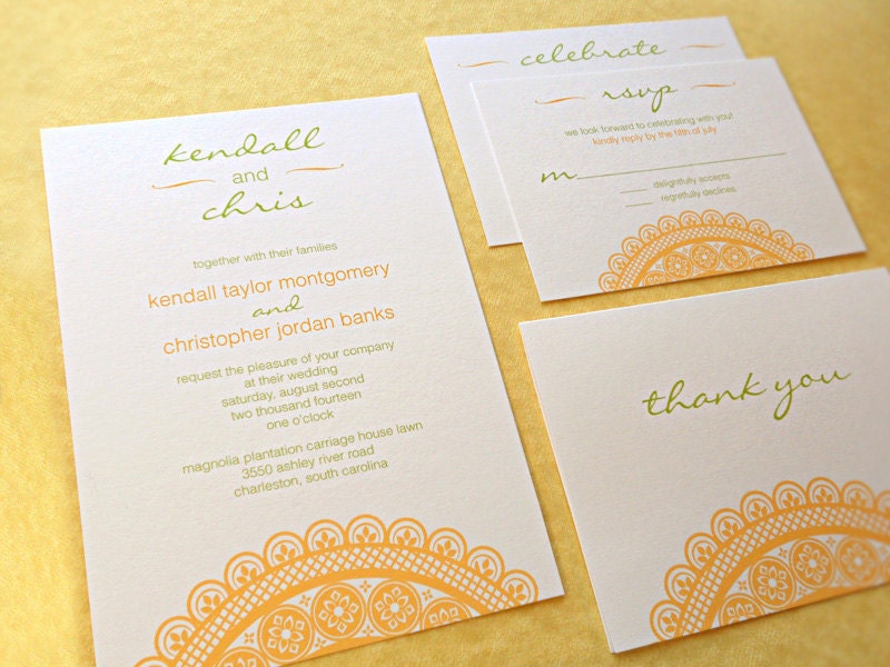 Customizable Wedding Invitations Lace  - Deposit