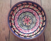 HANDMADE CERAMIC BOWL, serving, party nibbles, olives, folk art, Portuguese