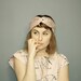 Striped, Floral, Silk Lover's Urban Turban -handmade- -handsewn- with white braided band