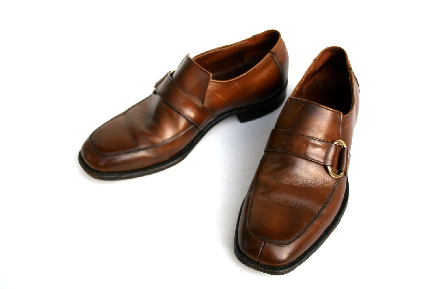 Vintage Mens Shoes Brown Buckle 1970s Mens 8 by xoUda on Etsy