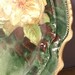 Antique roses plate, vintage LRL Limoges France hand painted charger, green yellow pink roses porcelain china plate