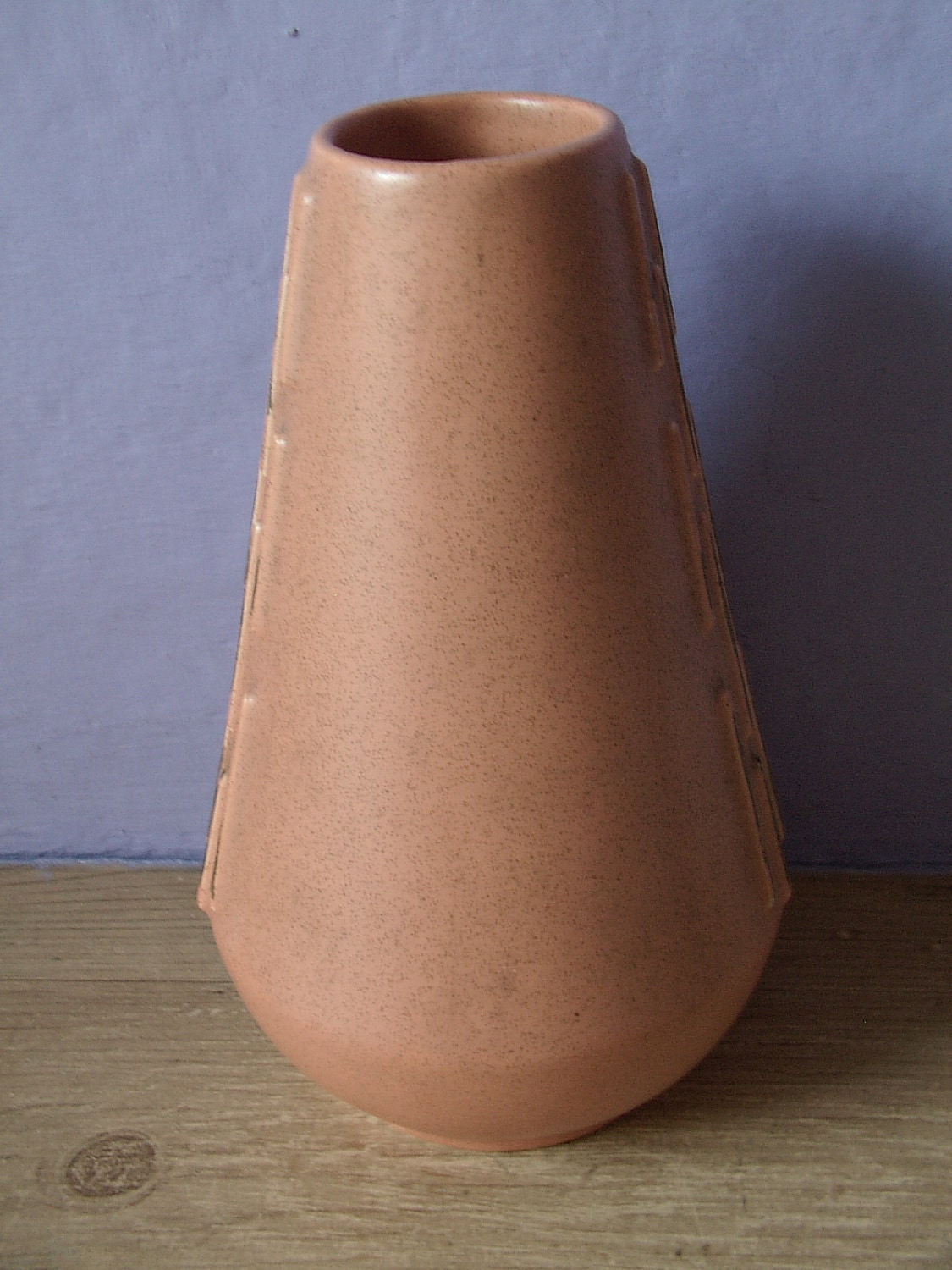 vintage art deco vase, McCoy pottery ceramic vase, mid century modern decor, 1940's to 1960's, peach