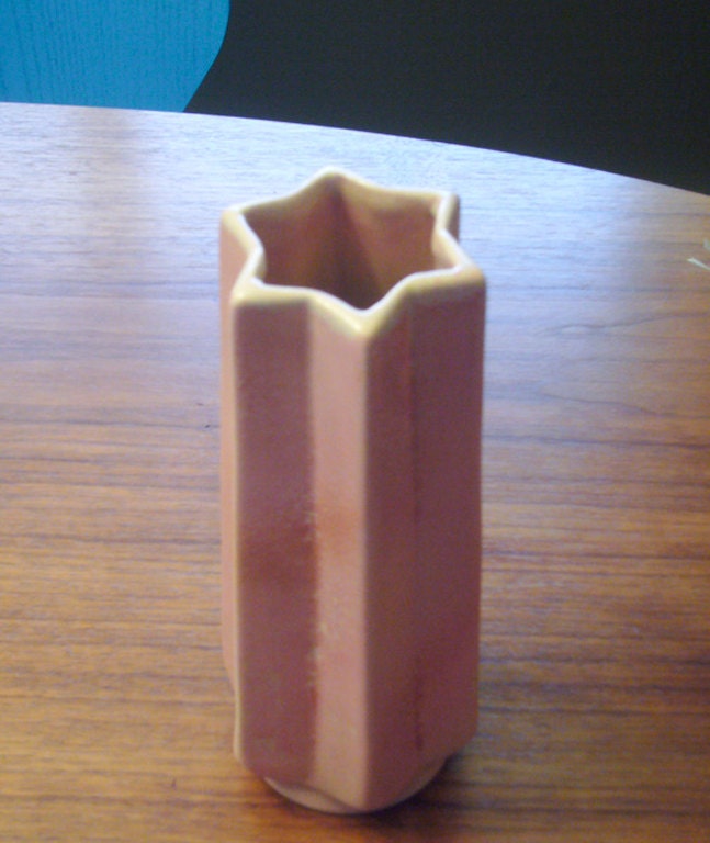 RESERVED--Red Wing USA Pottery - Pink Star Shaped Vase No. 656