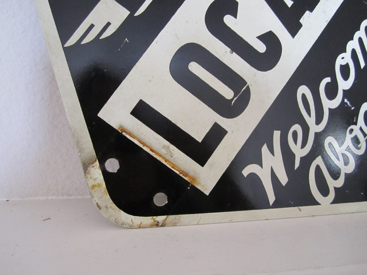 Bold and Beautiful Rail Road Transit Sign 1940-50 "Welcome Aboard"